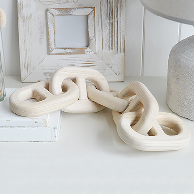 Wooden Anchor Chain Sculpture - Shelf, Coffee Table and Console Styling in Modern Farmhouse, Country and Coastal homes and Interiors