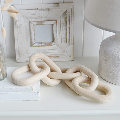 Wooden Chain Sculpture - Shelf, Coffee Table and Console Styling in Modern Farmhouse, Country and Coastal homes and Interiors