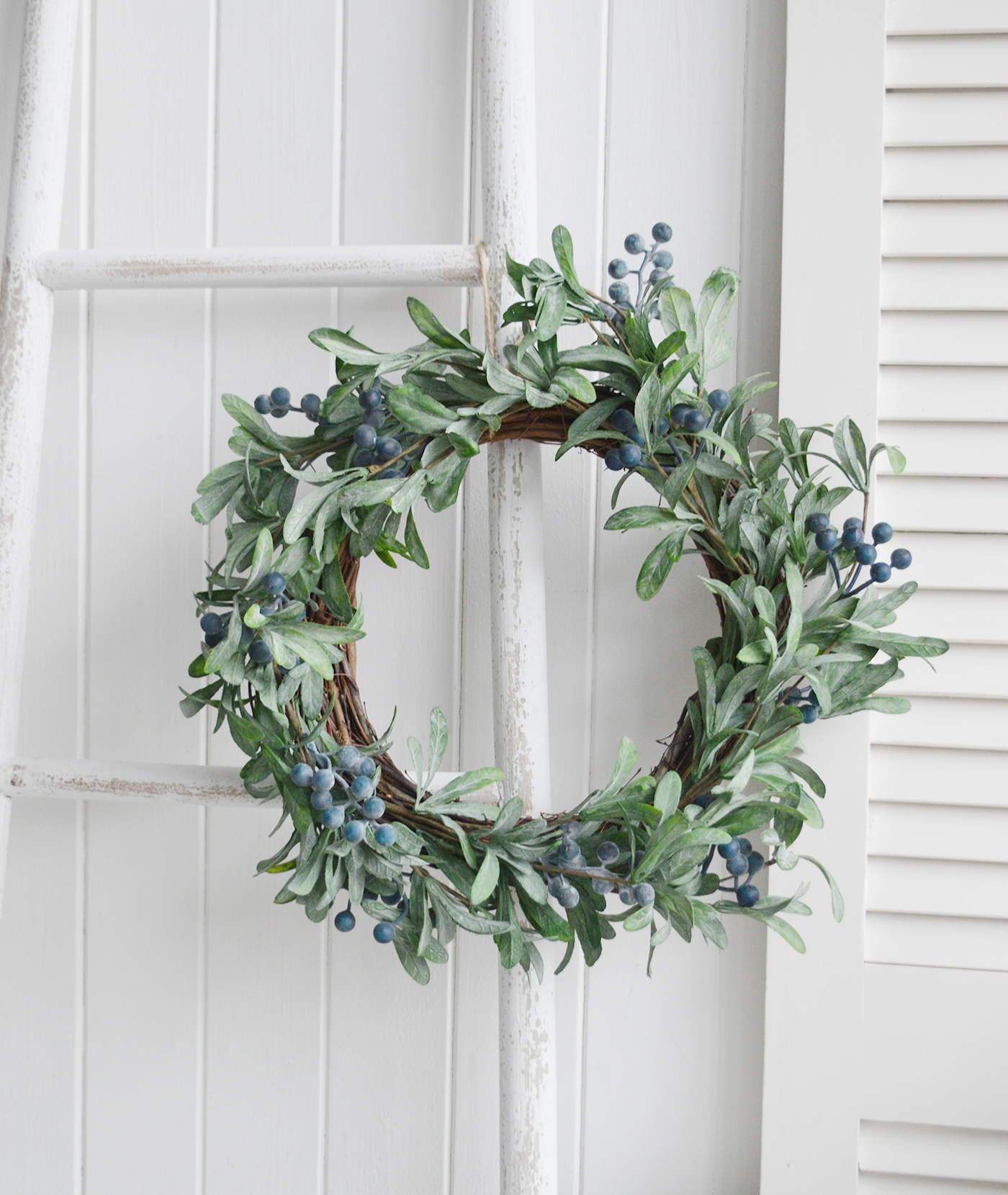 Large Blueberry Wreath for a traditional New England look to your room from The White Lighthouse Coastal and Country Furniture for the hallway, living room, bedroom and bathroom