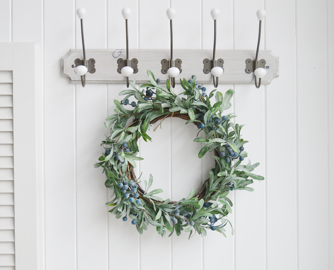 Large Blueberry Wreath for a traditional New England look to your room from The White Lighthouse Coastal and Country Furniture for the hallway, living room, bedroom and bathroom