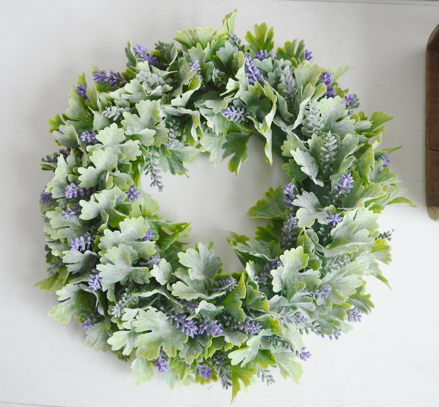 Lavender Wreath for a traditional New England look to your room from The White Lighthouse Furniture for the hallway, living room, bedroom and bathroom. New England coastal, country and farmhouse interiors