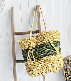 The White Lighthouse Furniture new England Lifestyle for Country and Coastal Living - Raffia green tote bag 
