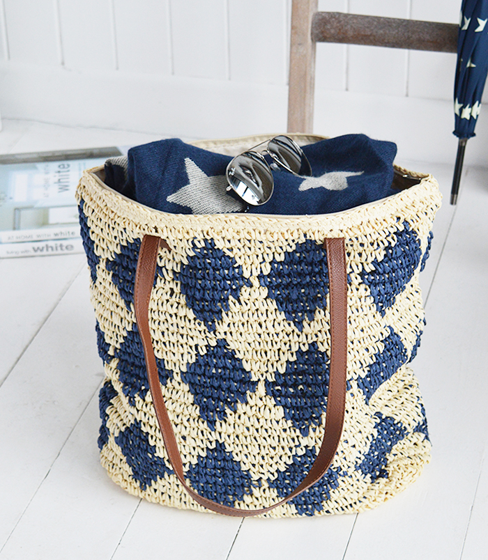 The White Lighthouse Furniture new England Lifestyle for Country and Coastal Living - Raffia tote bag full