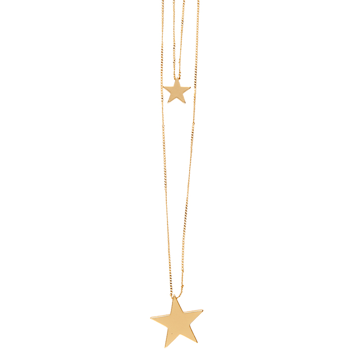 Gold coloured double star necklace