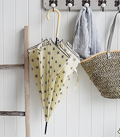 Cream and Grey Star Umbrella and Grey Star Shopper from The White Lighthouse New England Country Coastal White and Nordic furniture