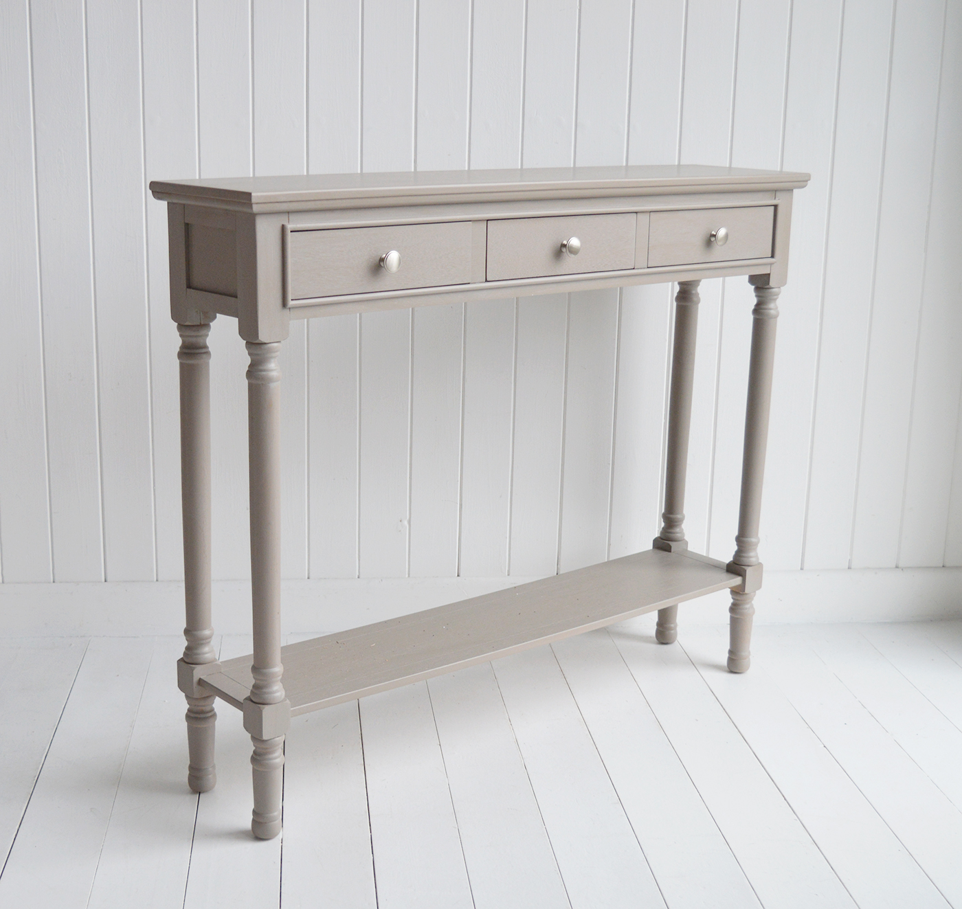 Bristol narrow 24cm vintage grey hallway console table - New England modern country, farmhouse and coastal furniture and interiors
