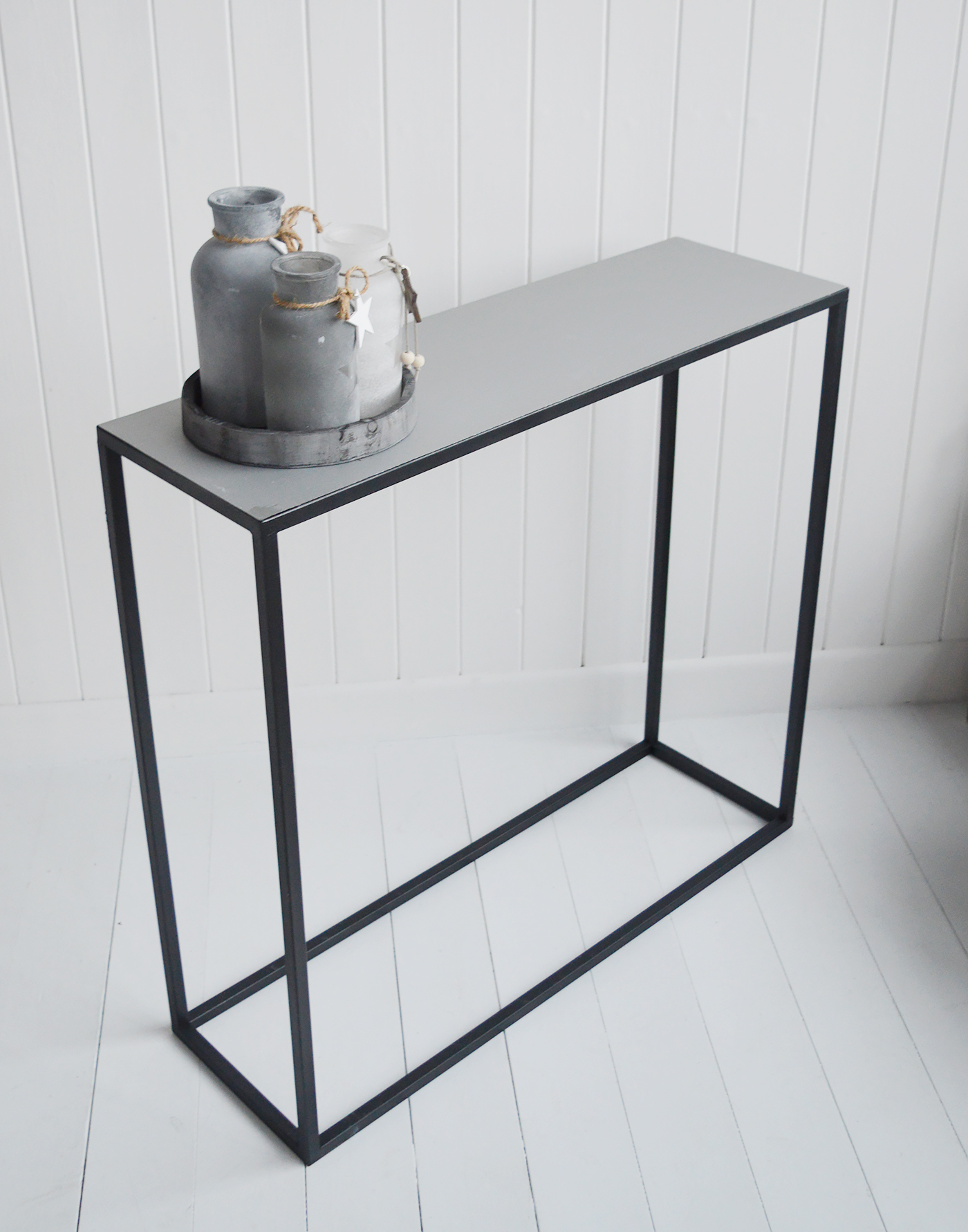 Brooklyn narrow hallway console table with shelf 25.5cm widest. New England furniture, coasyal, country, city for hallway furniture and living room design from The White Lighthouse Hallway