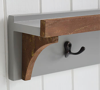 Brunswick Grey Hallway furniture coat hooks and shelf