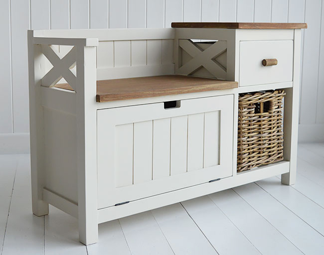 Brunswick storage bench and shoe storage for hall furniture