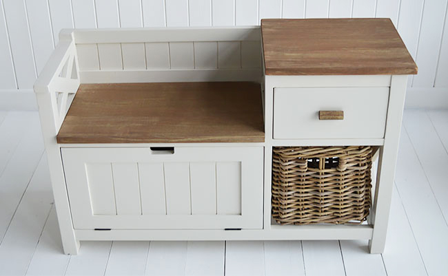 Brunswick storage bench and shoe storage for hall furniture