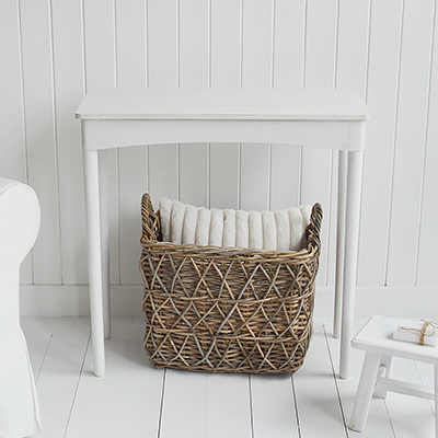 Cape Ann simple white table for console or dressing table for New England white furniture in coastal, modern country and farmhouse homes and interiors