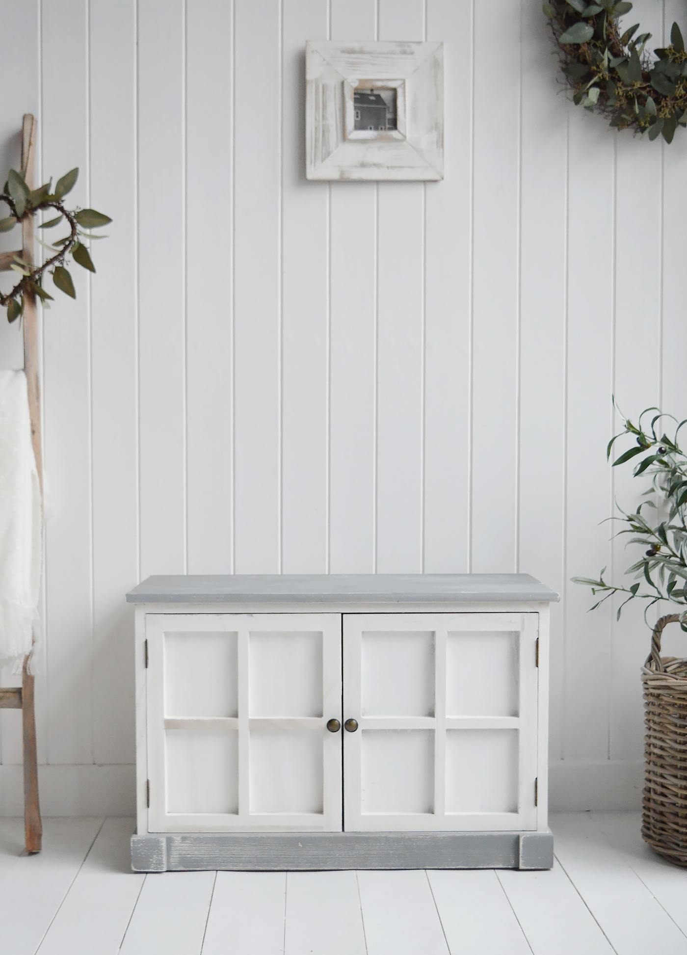 Charlotte White Wooden Storage Bench - New England Modern Farmhouse, Country and Coastal Hall Furniture