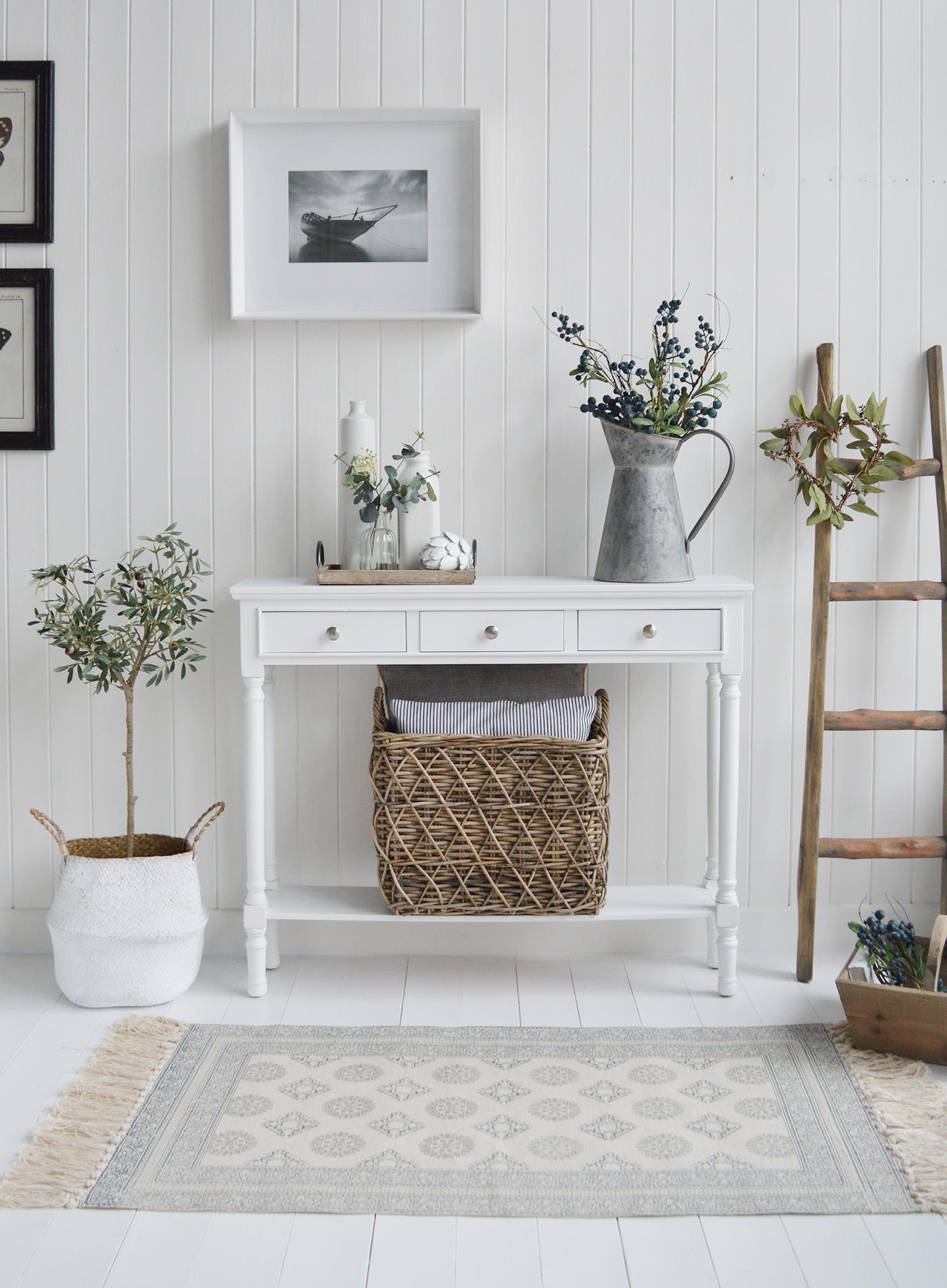 The Georgetown console table ... New England white furniture for country, coastal and modern farmhouse living room and hallway furniture for delivery in UK