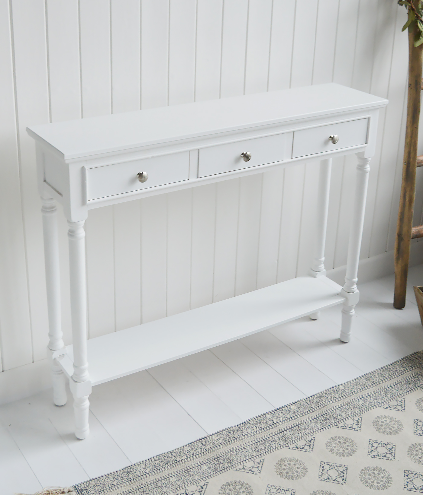 New England white furniture for country, coastal and city living room and hallway furniture for delivery in UK