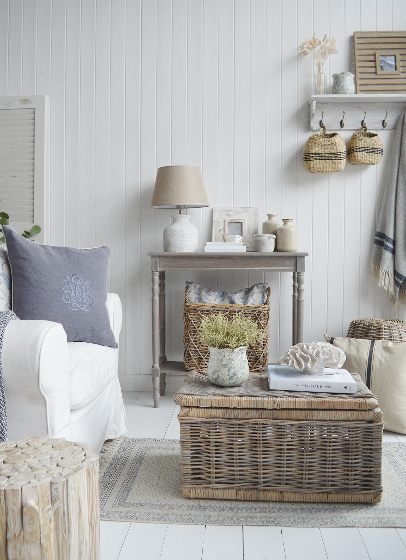 Montauk Driftwood Grey Console Table with shelf - New England Coastal, Country and Modern Farmhouse Furniture and Interiors