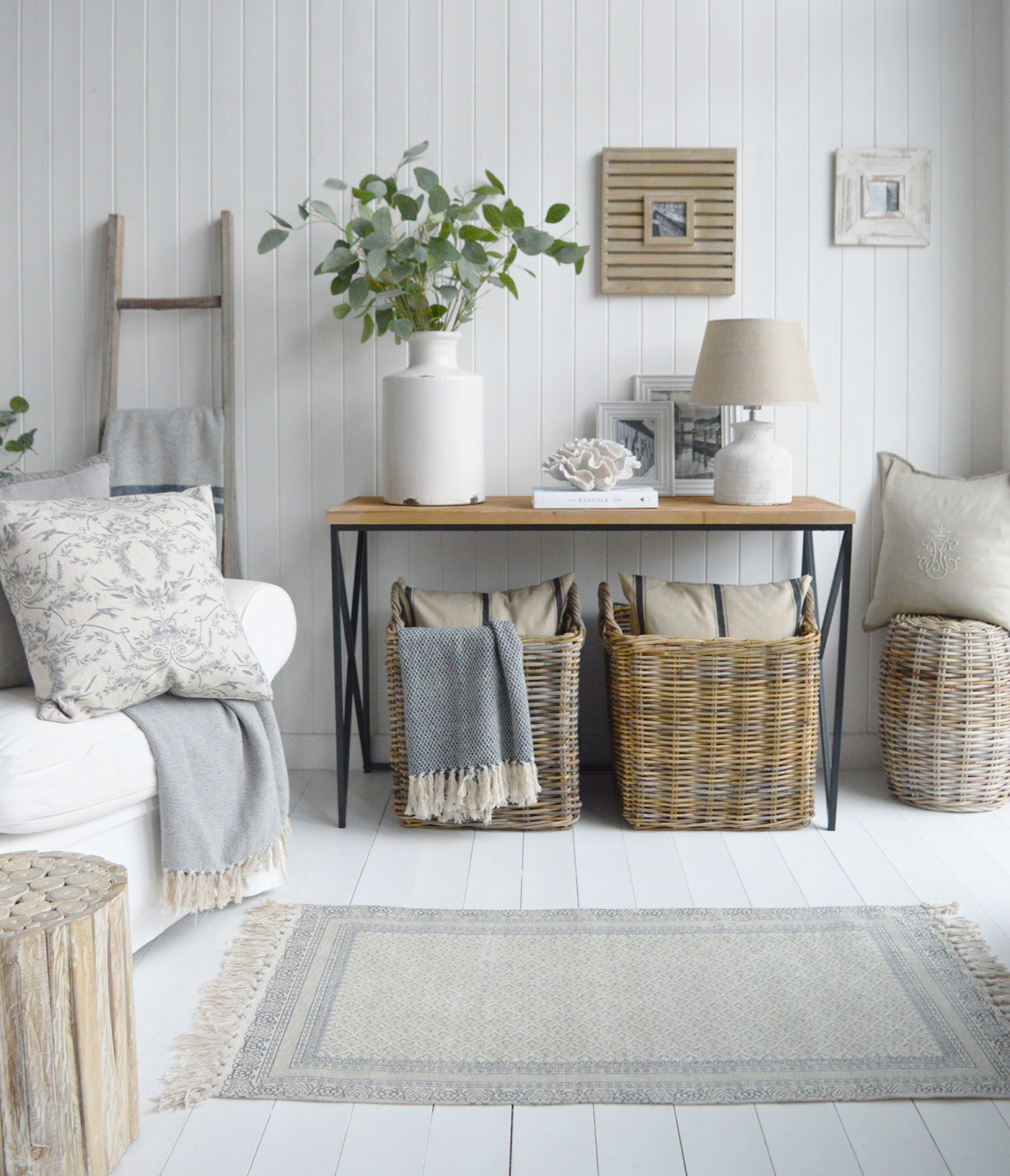 Stockbridge Parquet console Table - New England Modern Country and Farmhouse Furniture and Interiors