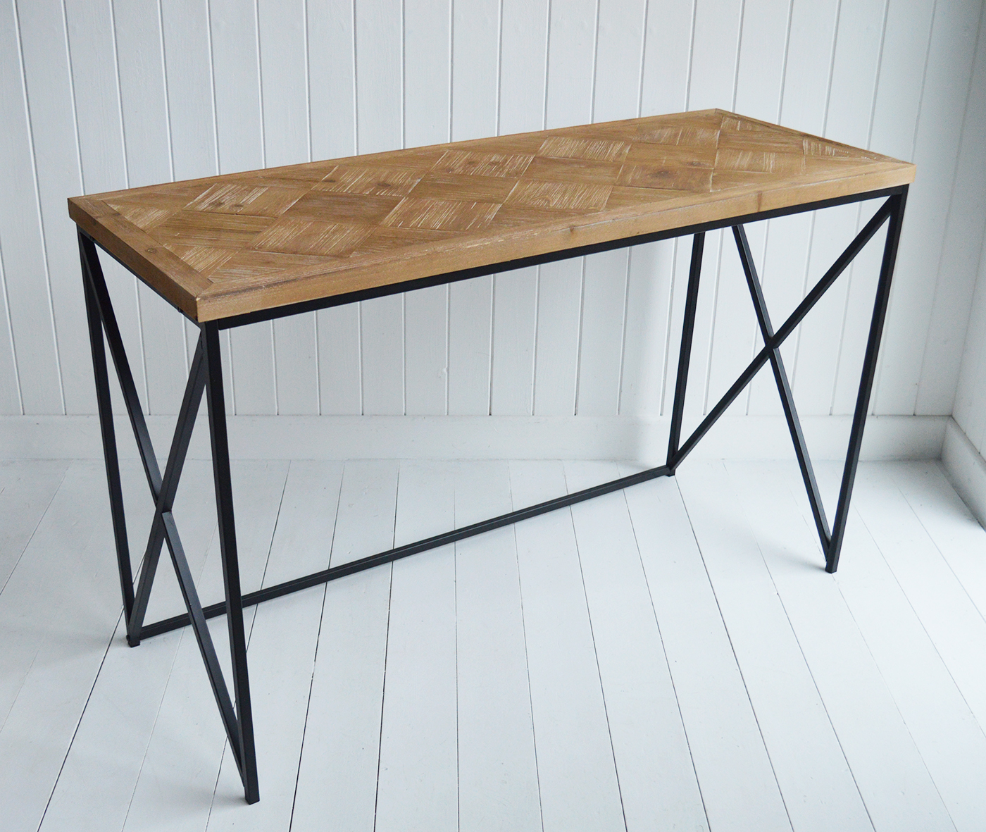 Stockbridge Parquet console Table - New England Modern Country and Farmhouse Furniture and Interiors