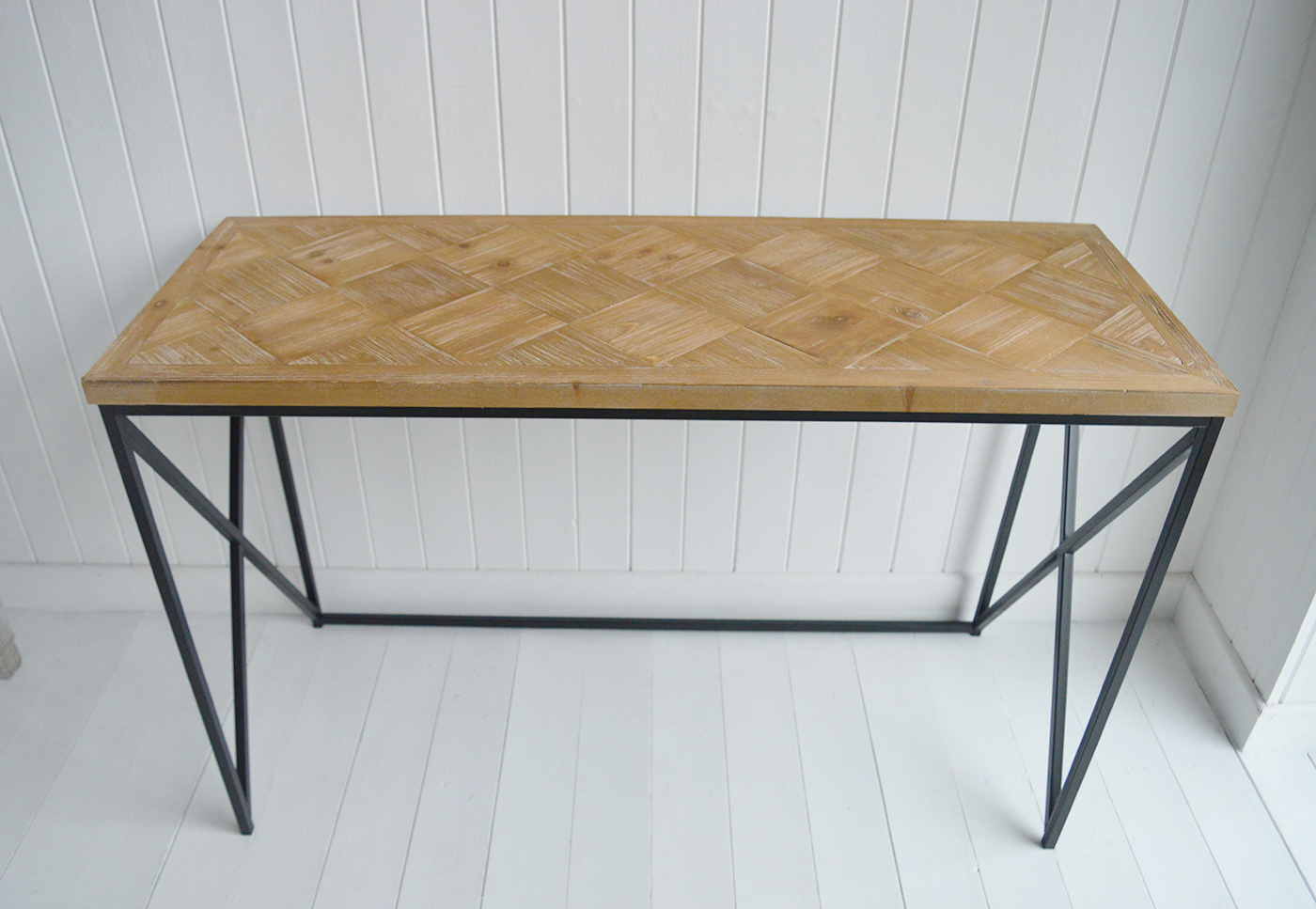 Stockbridge Parquet console Table - New England Modern Country and Farmhouse Furniture and Interiors