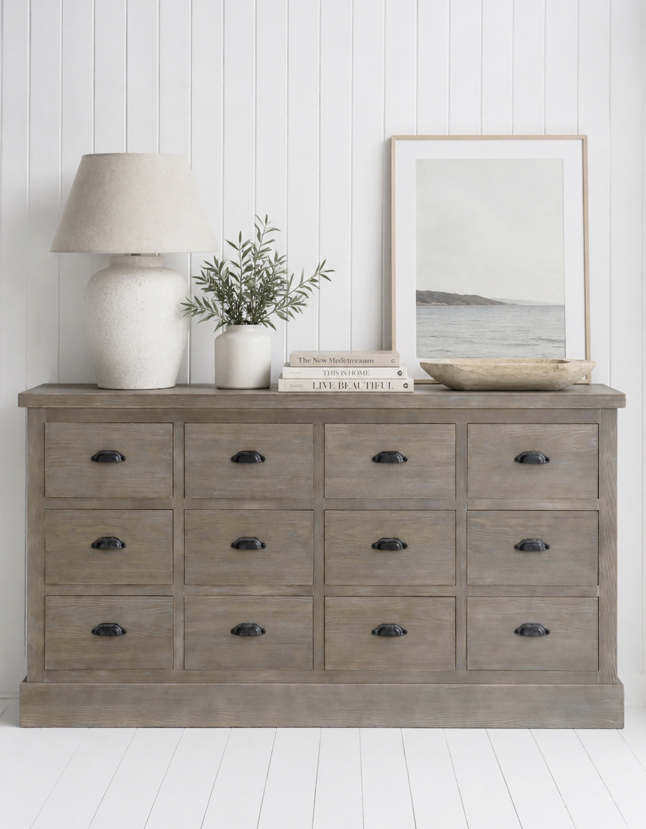 The Stonington 12 Drawer Chest combines generous storage with timeless coastal style, making it a beautiful addition to any New England or Hamptons-inspired home.