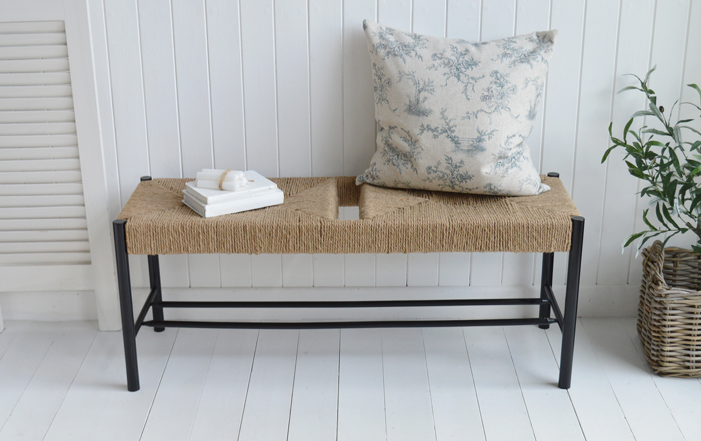 The black Wakefield bedroom bench for modern farmhouse interiors, such a versatile piece of furniture