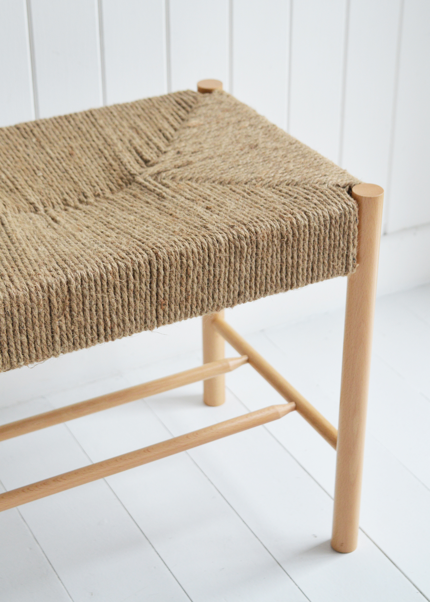 Wakefield Woven Wooden Benches - Bench and Stool for New England modern farmhouse, country and coastal furniture and interiors
