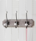 Triple coat hook in grey wash