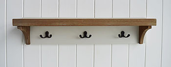 Small Brunswick Hall Coat Rack with 3 double hooks - The White Lighthouse Hall Furniture