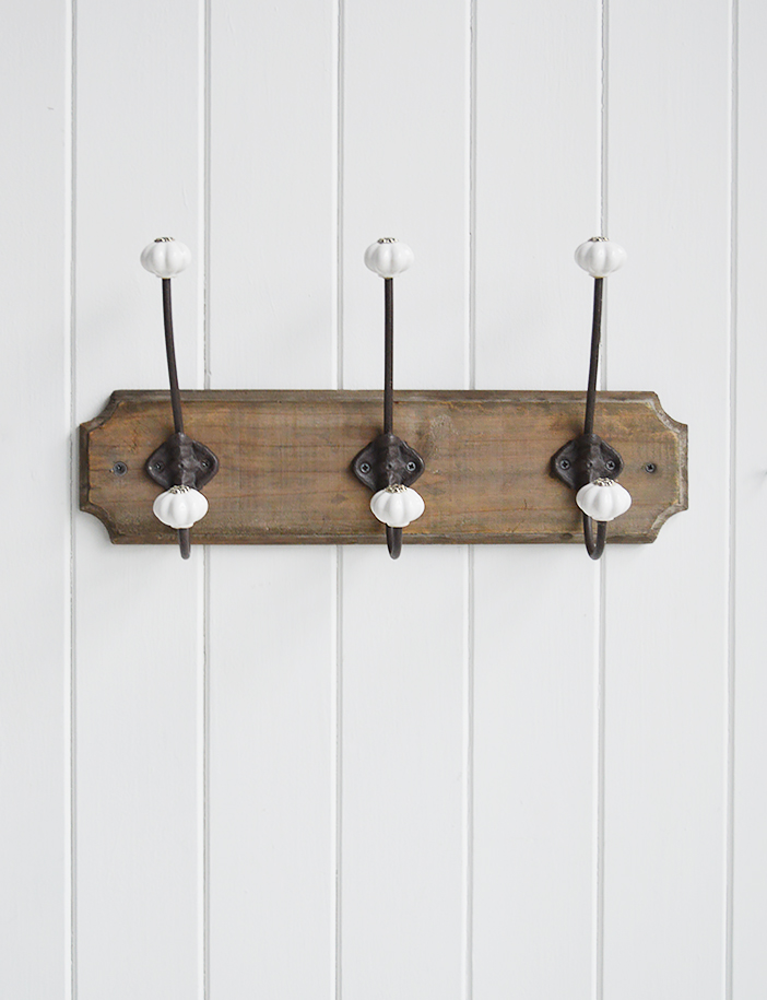 Richmond 3 Hook Double coat rack. Three double hooks for coats. Simple