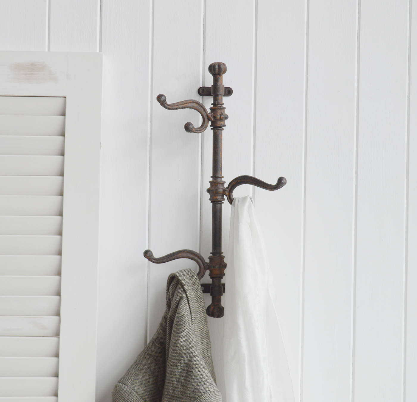 Portsmouth coat rack for small hall furniture storage - New England Coastal & Country Homes