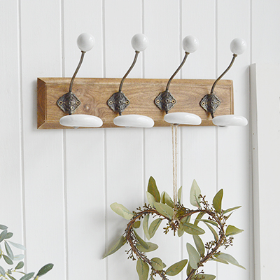 Richmond 4 Hook Double coat rack. New England Country Coastal. Simple hallway furniture