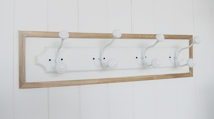 Coat rack with 4 double hooks for coat storage in hallway furniture