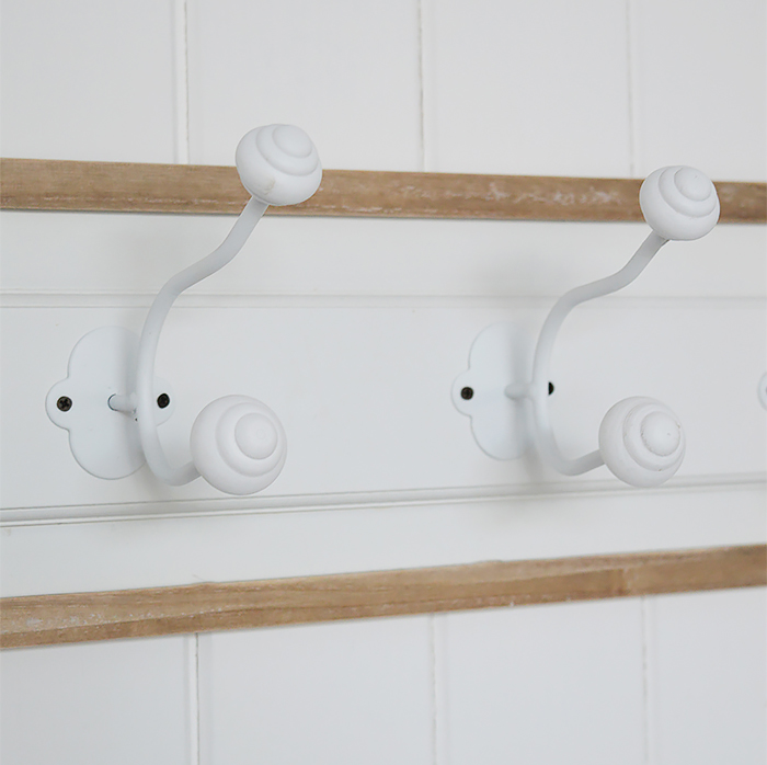 Norfolk coat rack for Coastal and white hallway furniture