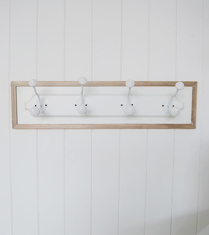 Coat rack with 4 double hooks for coat storage in hallway furniture