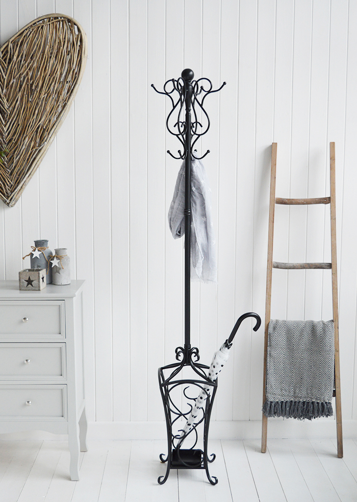 Stamford black coat stand for hallway coat storage hall furniture