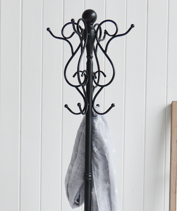 Stamford black coat stand for hallway coat storage hall furniture