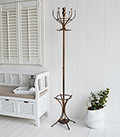 Copper coat stand for hallway coat storage