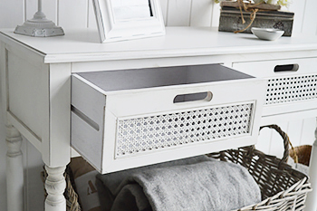 Colonial white furniture - Console table with drawers and shelf for hallway furniture