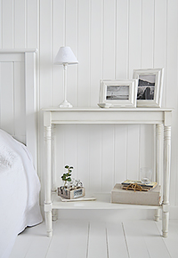 White colonial white large bedside table with bottom shelf
