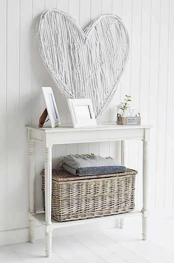 Colonial White Hall Furniture - White Console table with shelf