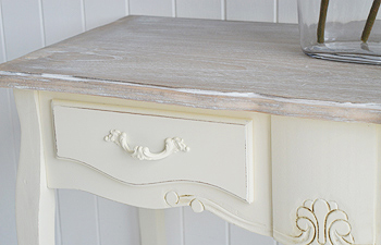 Regency Cream console with drawers for hall ornate details