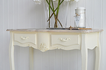 Regency Cream console with drawers for hall furniture
