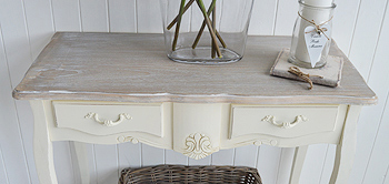 Regency Cream console with drawers for hall washed top