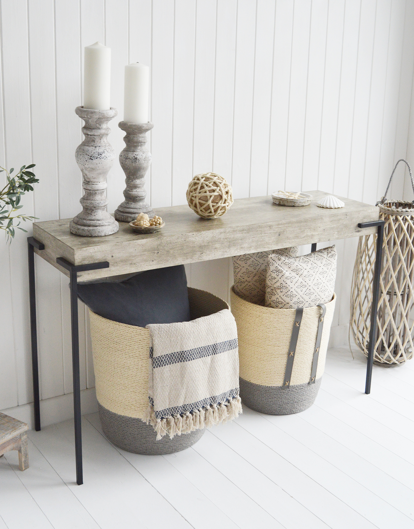 Hamilton hallway console table. New England furniture, coastal, country, city for hallway furniture and living room design from The White Lighthouse Hallway