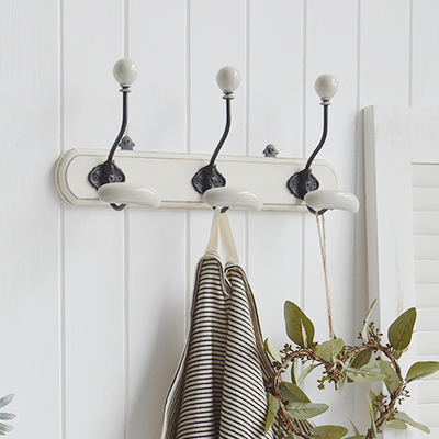 Hampden 3 Hook Double coat rack. Three double hooks for coats. Simple hallway furniture
