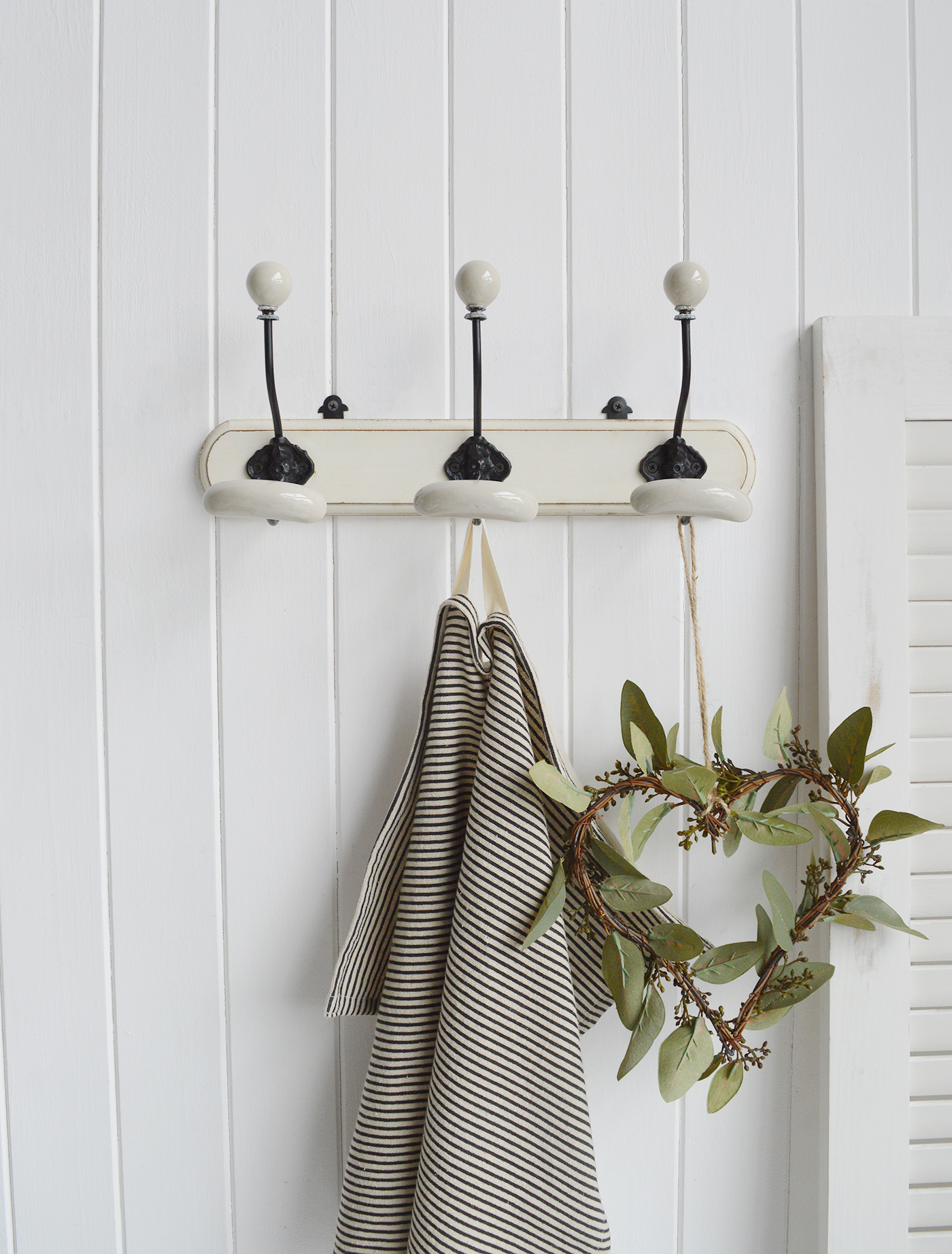 Hampden 3 Hook Double coat rack. Three double hooks for coats. Simple hallway furniture