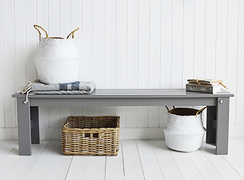 Kittery grey bench from The New England furniture and beach coastal tyle 
