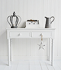 Our narrow New England white console table for small hall furniture 