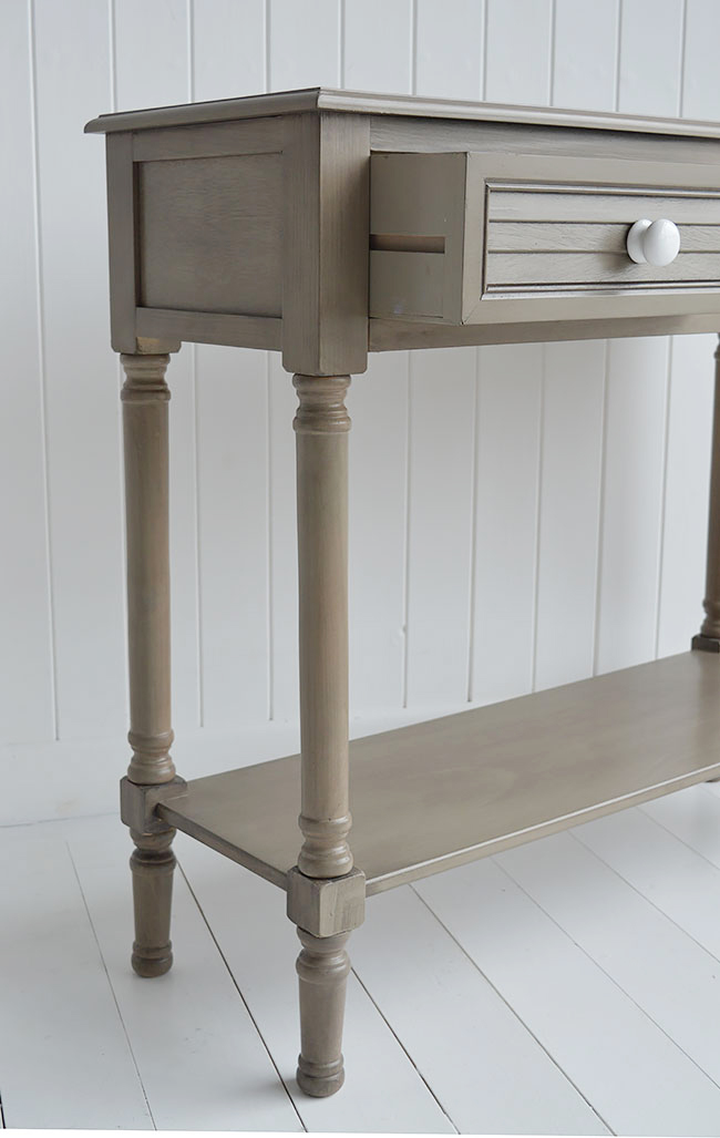 Newport French Grey Console Table with shelf and drawers for hall furniture