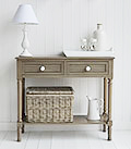 Newport large french grey console table for living room and hall furniture in coastal and New England home interiors