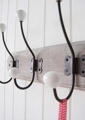 Parisian grey coat hooks for simple but elegant hallway furniture storage solutions